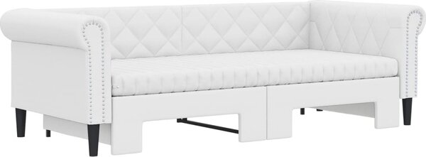 VidaXL Válenda s přistýlkou a matracemi 90 x 200 cm umělá kůže [3197730] Barva: Bílá