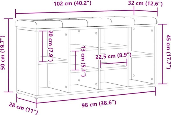 VidaXL Lavice s botníkem 102 x 32 x 50 cm kompozitní dřevo [862988] Barva: Černá