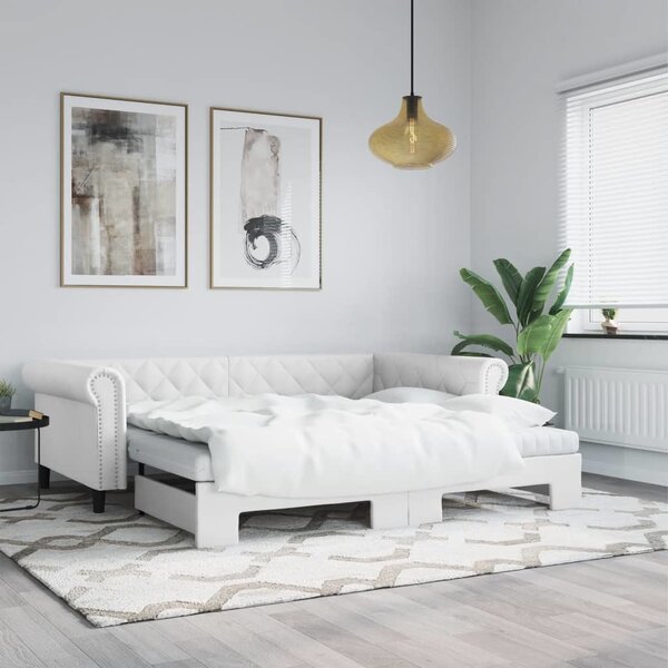 VidaXL Válenda s přistýlkou a matracemi 90 x 200 cm umělá kůže [3197730] Barva: Bílá