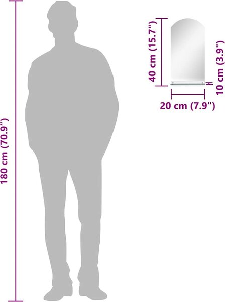 VidaXL Nástěnné zrcadlo s policí 20 x 40 cm tvrzené sklo [249429]