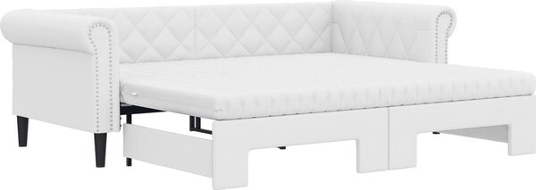 VidaXL Válenda s přistýlkou a matracemi 90 x 200 cm umělá kůže [3197730] Barva: Bílá