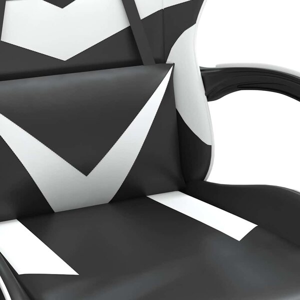 VidaXL Otočná herní židle s podnožkou umělá kůže [349548] Barva: Bílá a černá