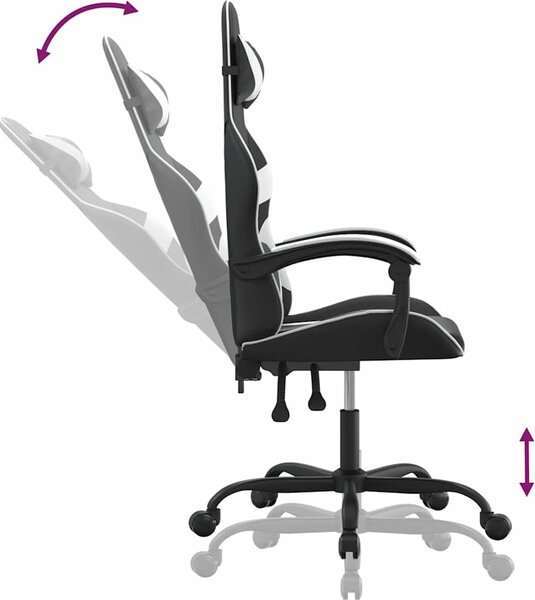 VidaXL Otočná herní židle s podnožkou umělá kůže [349548] Barva: Bílá a černá