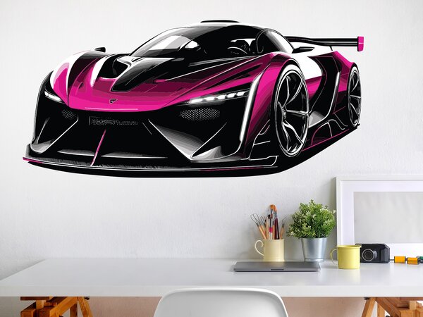 Růžový sporťák textilní přelepitelná samolepka na zeď arch 47 x 22 cm