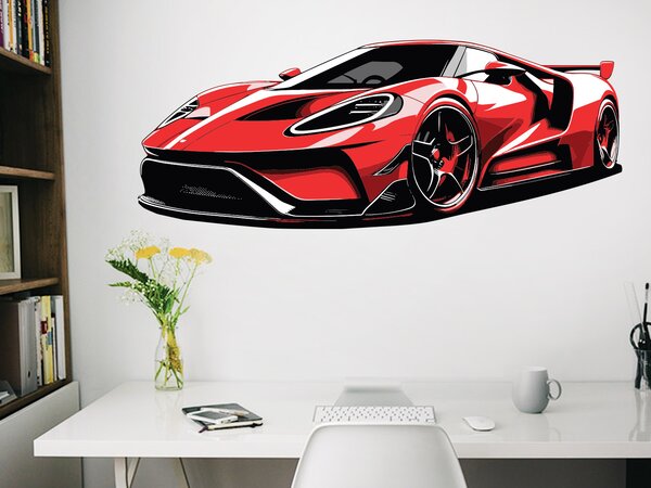 Červený sporťák textilní přelepitelná samolepka na zeď arch 75 x 29 cm