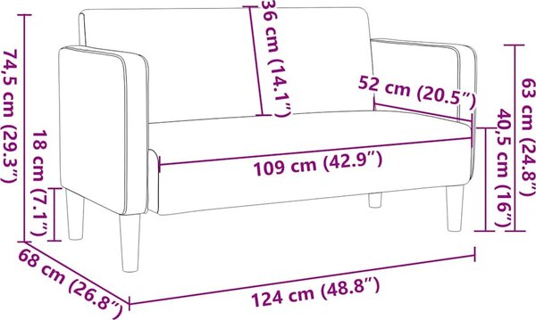 VidaXL Loveseat Sofa 109 cm manšestrová tkanina [4100522] Barva: Modrá