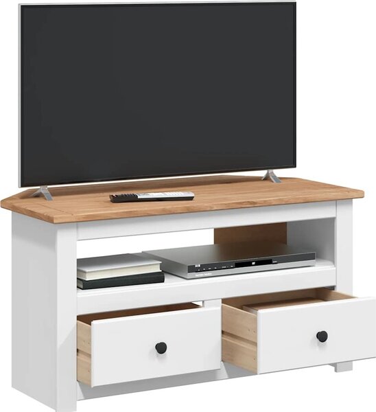 VidaXL Rohová TV skříňka 93x49x49 cm masivní borovice řada Panama [282686] Barva: Bílá