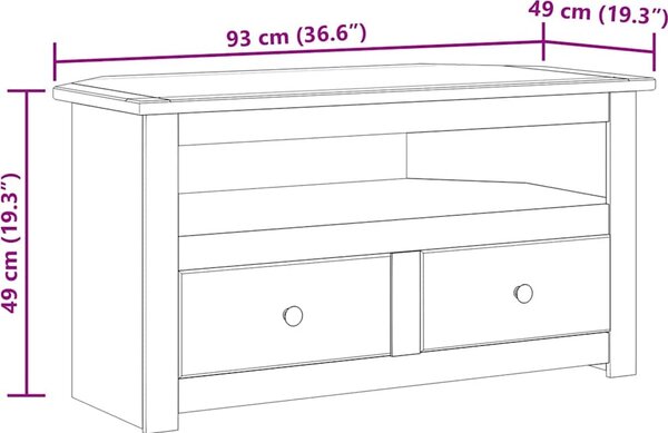 VidaXL Rohová TV skříňka 93x49x49 cm masivní borovice řada Panama [282686] Barva: Bílá