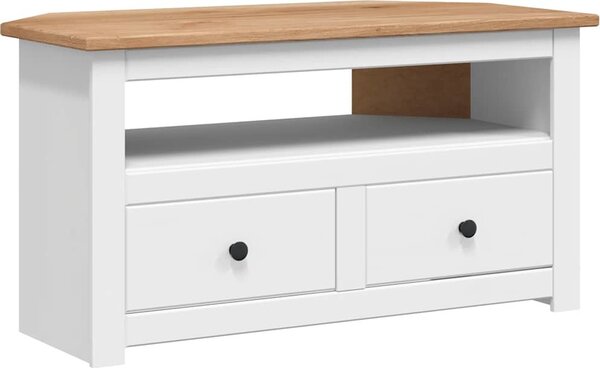 VidaXL Rohová TV skříňka 93x49x49 cm masivní borovice řada Panama [282686] Barva: Bílá