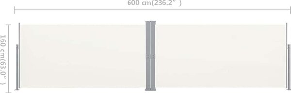VidaXL Zatahovací boční markýza / zástěna 160 x 600 cm [42178] Barva: krémová