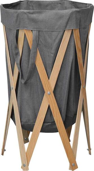 VidaXL Skládací koš na prádlo dřevo a textil [284228] Barva: Šedá