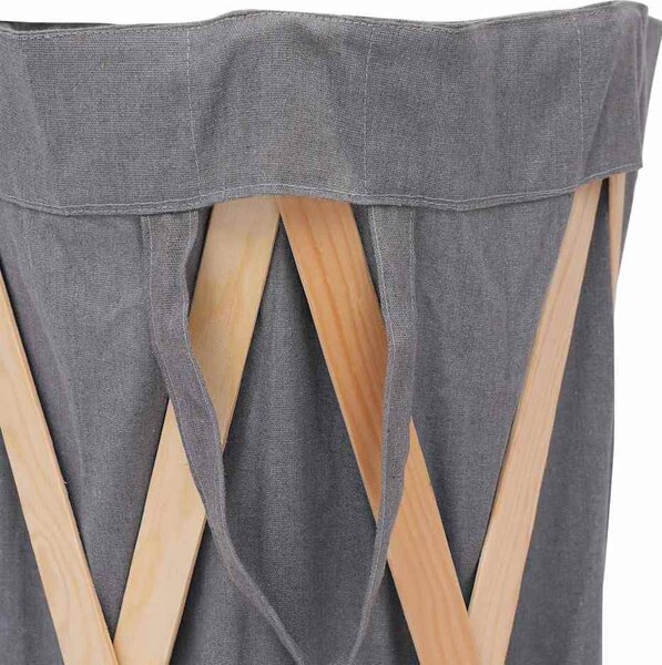 VidaXL Skládací koš na prádlo dřevo a textil [284228] Barva: Šedá