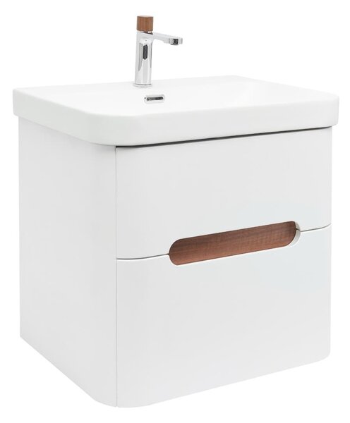 Koupelnová skříňka s umyvadlem a baterií SAT Fusion 57,5x53x45 cm bílá matná mat SATFUSION260WMWBA