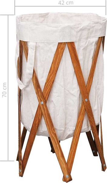 VidaXL Skládací koš na prádlo dřevo a textil [284228] Barva: Šedá