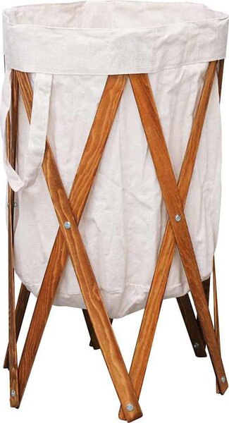 VidaXL Skládací koš na prádlo dřevo a textil [284228] Barva: Šedá