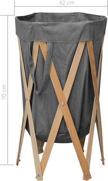 VidaXL Skládací koš na prádlo dřevo a textil [284228] Barva: Šedá