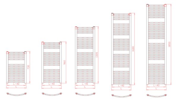 Thermal Trend KDO-E 600 x 1320-600W koupelnový radiátor vč.otopné tyče