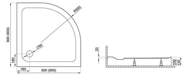 Polimat Krycí panel ke čtvrtkruhové akrylátové sprchové vaničce Standard 2 80x80 (90x90) KP 10 Barva: Bílá, Rozměry (cm): 80x80