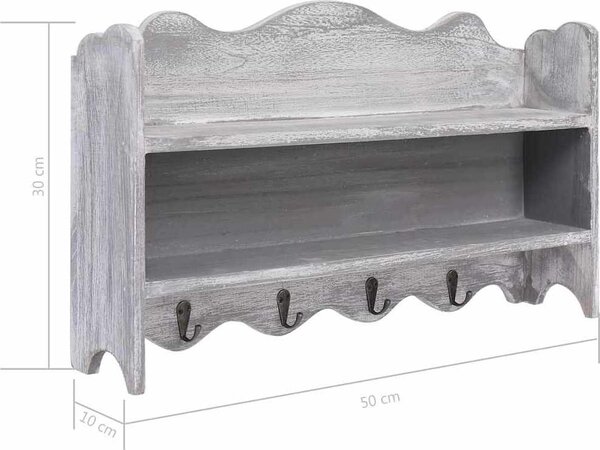 VidaXL Nástěnný věšák 50 x 10 x 30 cm dřevo [284236] Barva: Bílá