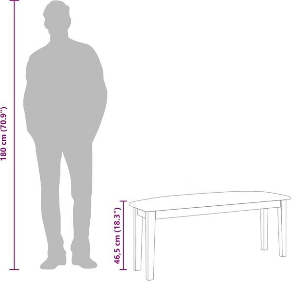 VidaXL Lavice 110 cm z masivního dřeva s gumou [4102602] Barva: Přírodní