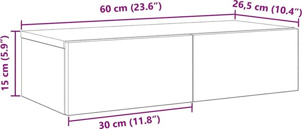 VidaXL Nástěnná police se zásuvkami 60x26,5x15 cm kompozit [859974] Barva: dub artisan