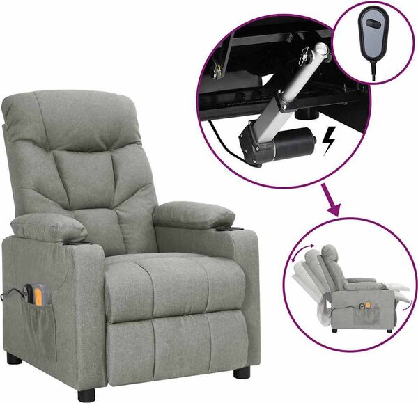 VidaXL Elektrické masážní křeslo textil [3098838] Barva: vínová červená