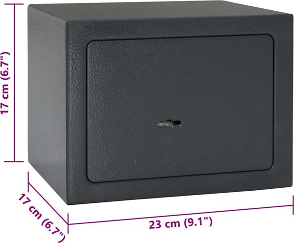 VidaXL Trezor se zámkem Tmavě šedá 23 x 17 x 17 cm Ocel [42011313]