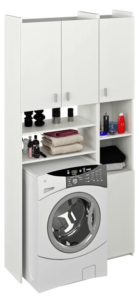 KONDELA Skříňka nad pračku s regálem, bílá, MIRALI