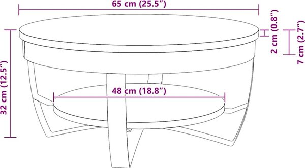 VidaXL Konferenční stolek hrubé mangovníkové dřevo 65 x 32 cm [244675]