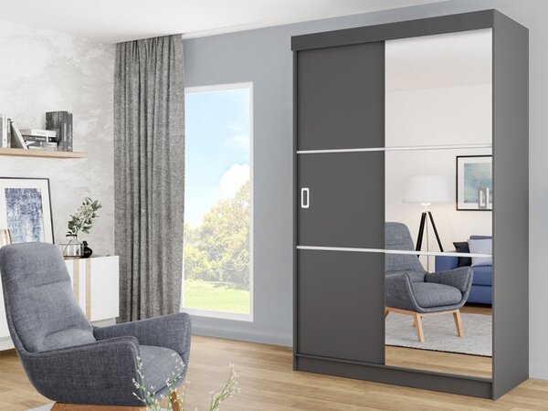 Šatní skříň se zrcadlem Iceland 138 III, Osvětlení: bez osvětlení, Barva: grafit antracit 5903211100666