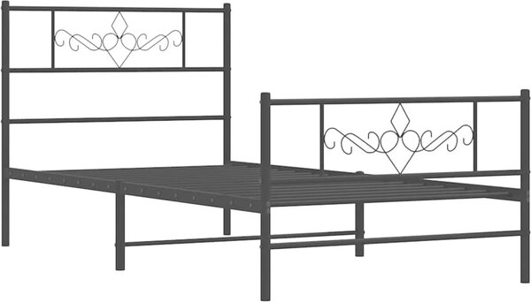 VidaXL Kovový rám postele s hlavovým a nožním čelem 80 x 200 cm [355276] Barva: Černá