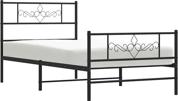 VidaXL Kovový rám postele s hlavovým a nožním čelem 80 x 200 cm [355276] Barva: Černá