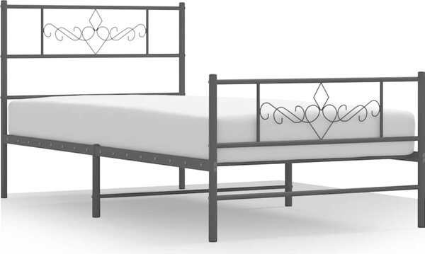 VidaXL Kovový rám postele s hlavovým a nožním čelem 80 x 200 cm [355276] Barva: Černá