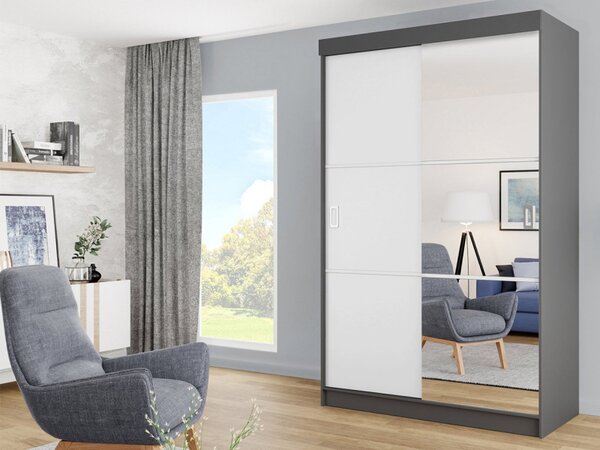 Šatní skříň se zrcadlem Iceland 138 III, Osvětlení: bez osvětlení, Barva: grafit antracit 5903211100666