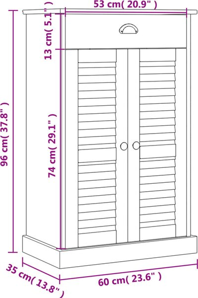 VidaXL Botník VIGO 60 x 35 x 96 cm masivní borové dřevo [353167] Barva: Hnědá