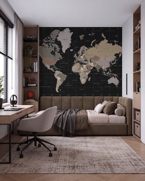 Fototapety Podrobná mapa světa, Fototapety mapy světa, u99477 : uwalls.cz