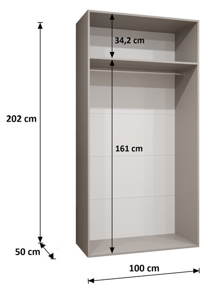 Šatní skříň Alaris 2 100 (černá) (se zrcadlem)