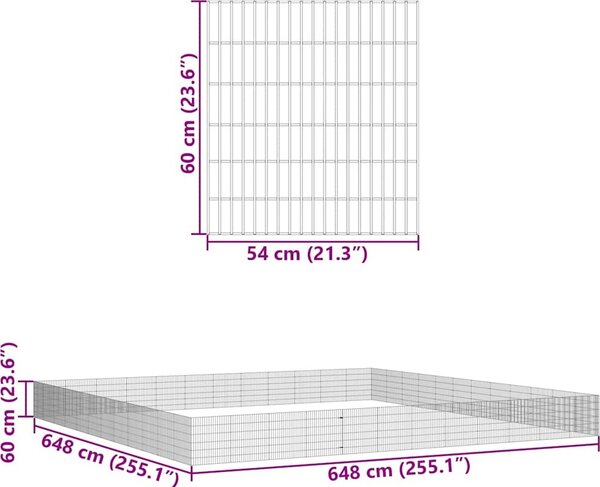 VidaXL Ohrádka pro zvířata 48 panelů 54 x 60 cm pozinkované železo [3321346]