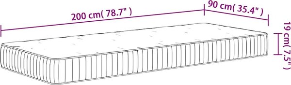 VidaXL Taštičková pružinová matrace medium 90 x 200 cm [372810]