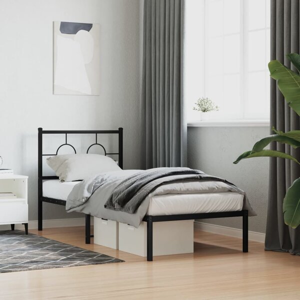 VidaXL Kovový rám postele s čelem 80 x 200 cm [376217] Barva: Černá
