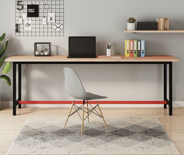 VidaXL Pracovní stůl 220 x 55 x 81,5 cm masivní bukové dřevo a kov [3188908]