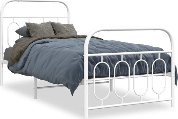VidaXL Kovový rám postele s hlavovým a nožním čelem 80 x 200 cm [377126] Barva: Černá