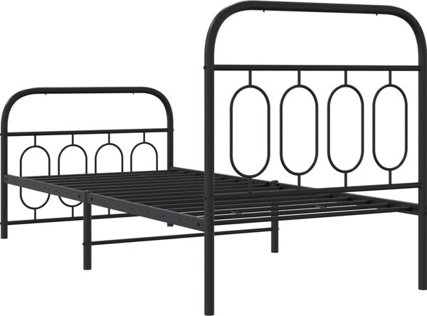 VidaXL Kovový rám postele s hlavovým a nožním čelem 80 x 200 cm [377126] Barva: Černá