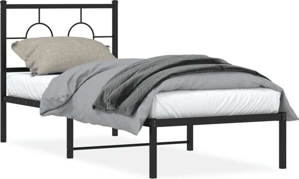 VidaXL Kovový rám postele s čelem 80 x 200 cm [376217] Barva: Černá