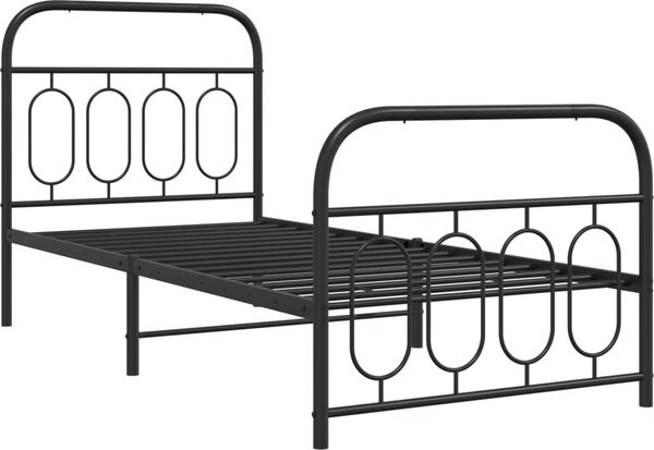 VidaXL Kovový rám postele s hlavovým a nožním čelem 80 x 200 cm [377126] Barva: Černá