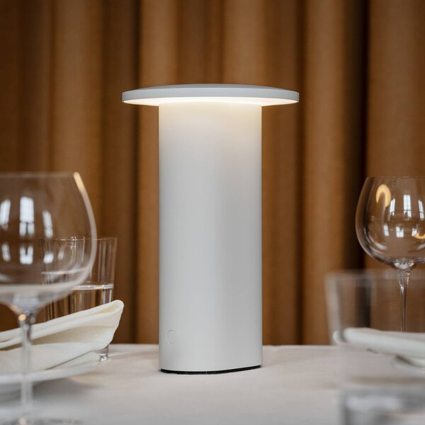 FRITZ HANSEN Fritz Hansen LED stolní lampa Solae, bílá, hliník, IP44, stmívatelný, Bílá / opál, Obývací pokoj / jídelna, Hliník, Moderní