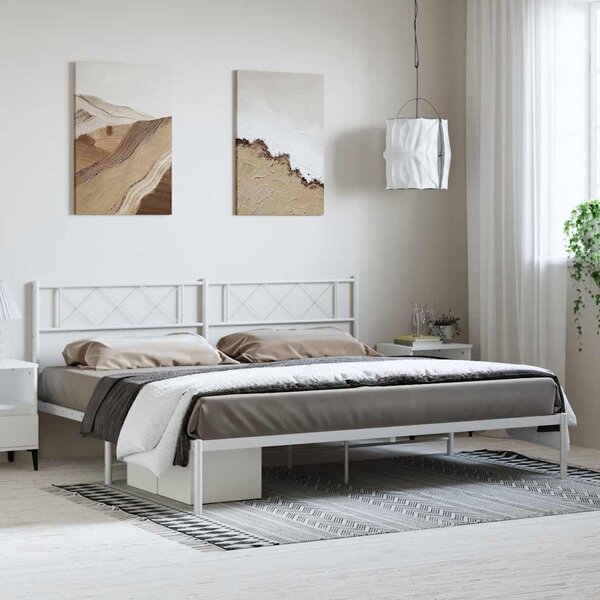 VidaXL Kovový rám postele s čelem 183 x 213 cm [372282] Barva: Bílá