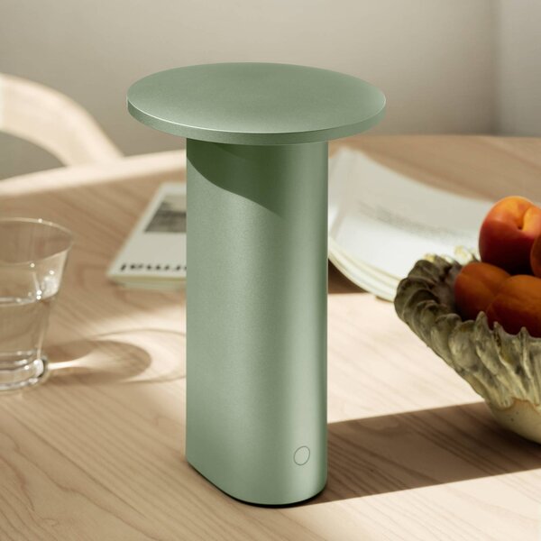 FRITZ HANSEN Fritz Hansen LED stolní lampa Solae, zelená, hliník, IP44, stmívatelný, Zelená, Obývací pokoj / jídelna, Hliník, Moderní