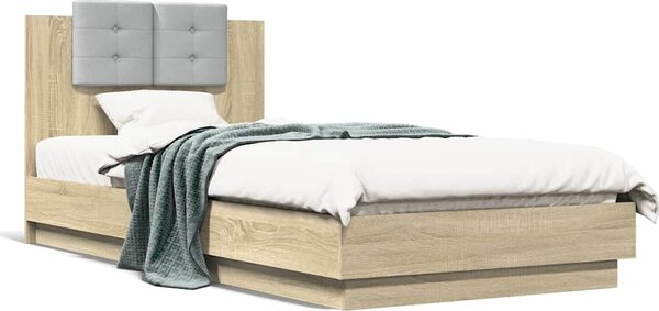 VidaXL Rám postele s čelem a LED osvětlením 100 x 200 cm [3210025] Barva: dub sonoma