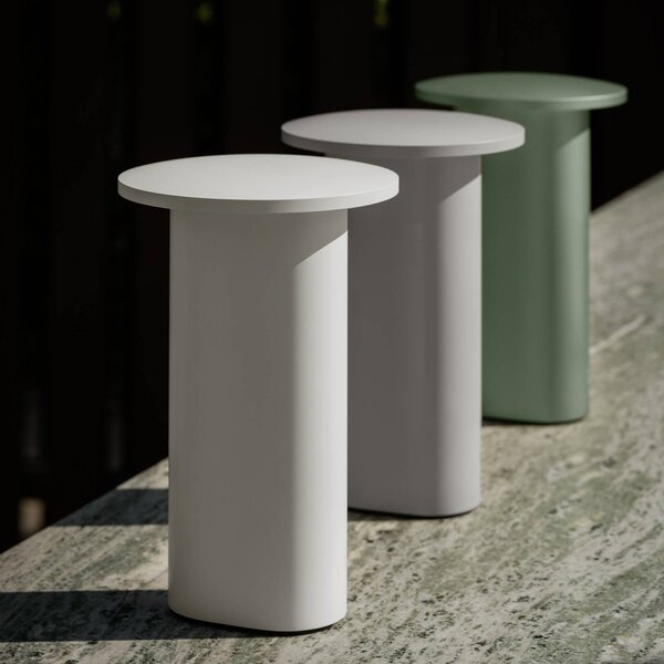 FRITZ HANSEN Fritz Hansen LED stolní lampa Solae, bílá, hliník, IP44, stmívatelný, Bílá / opál, Obývací pokoj / jídelna, Hliník, Moderní